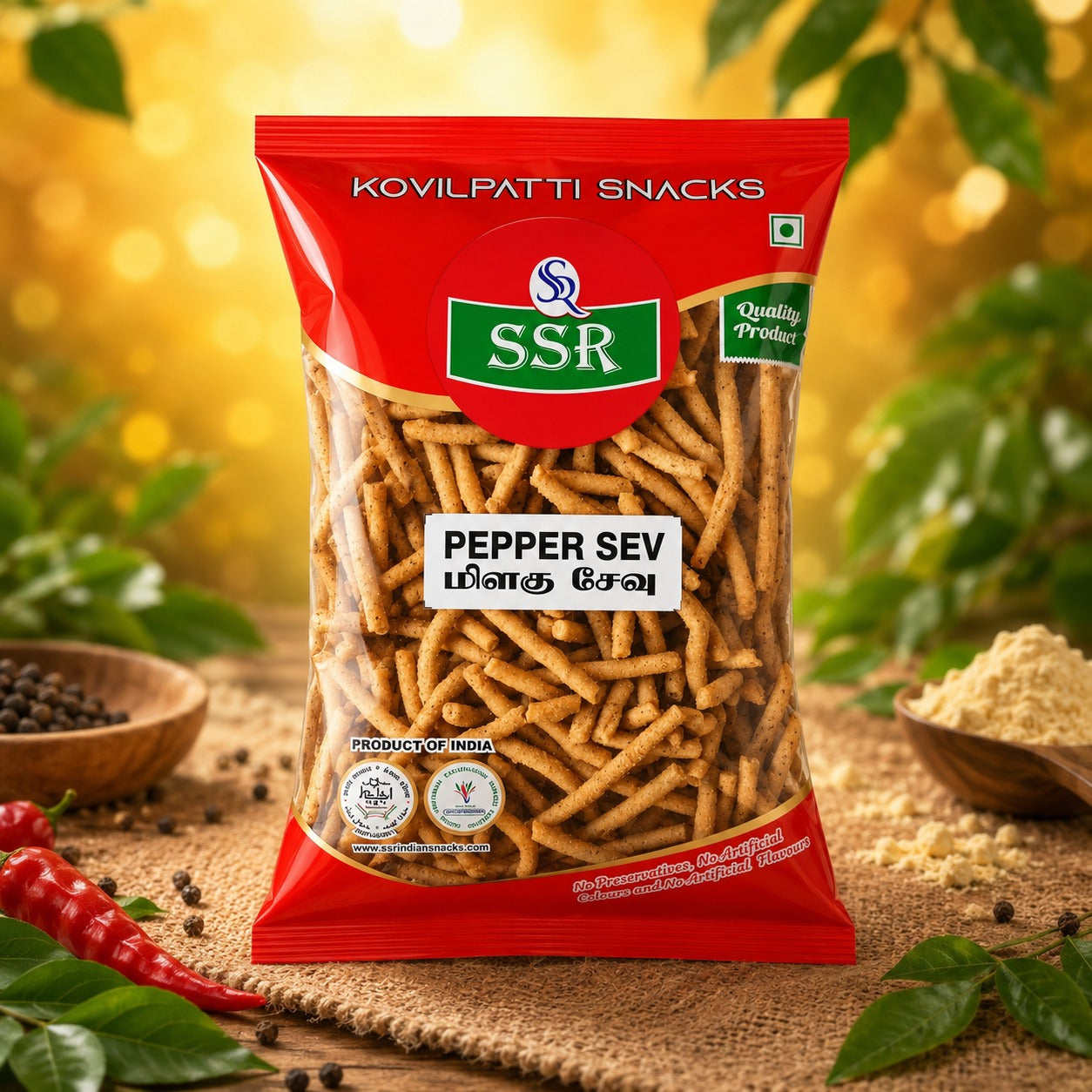SSR Kovilpatti Pepper Sev spicy black pepper sev snack