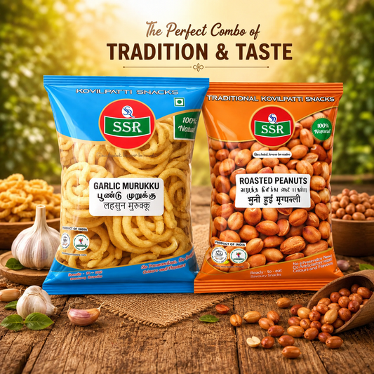 Garlic Murukku | Roasted Peanuts Combo | Pack of 400g